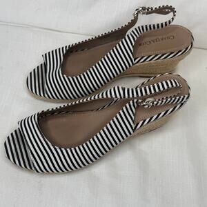 Women’s Wedge Size 8, Charter Club, Black and White Stripes